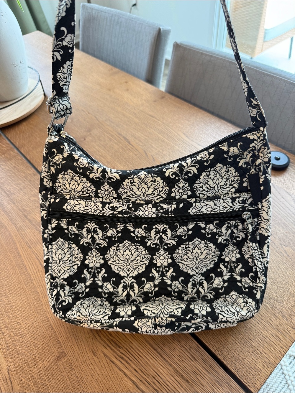 Waverly Black and White Damask Shoulder Bag
